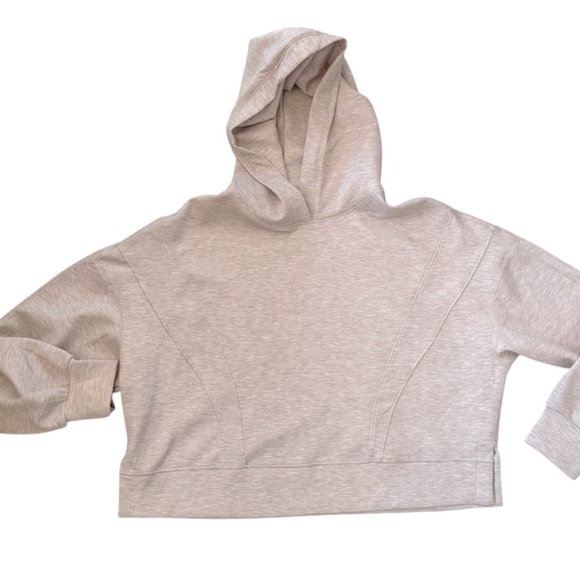 Yogalicious NWT size large scuba cropped hoodie and shorts set oatmeal Heather - Picture 5 of 6